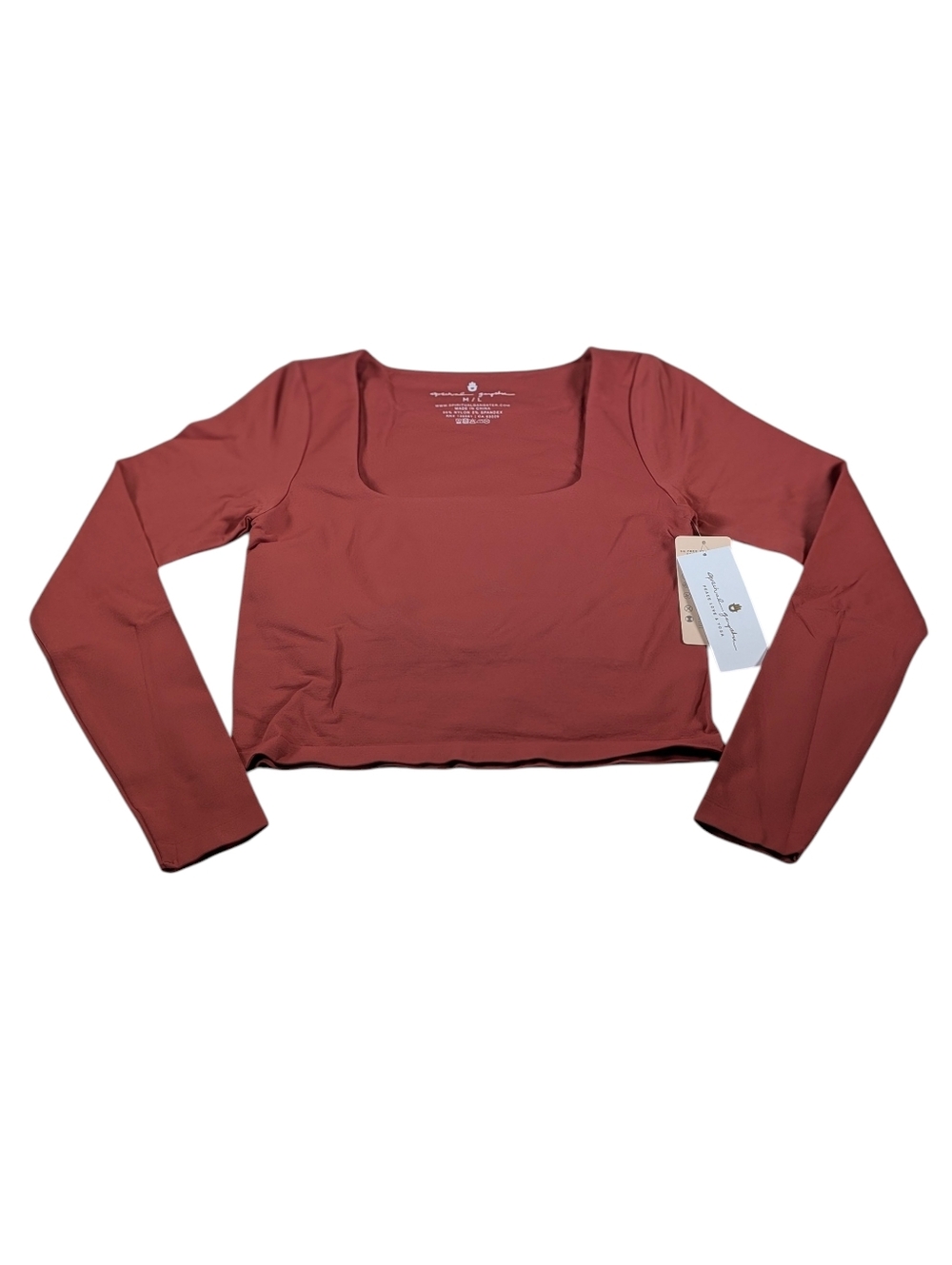 Spiritual Gangster Shayla Seamless Long Sleeve Crop Top in Rosewood Size M/L